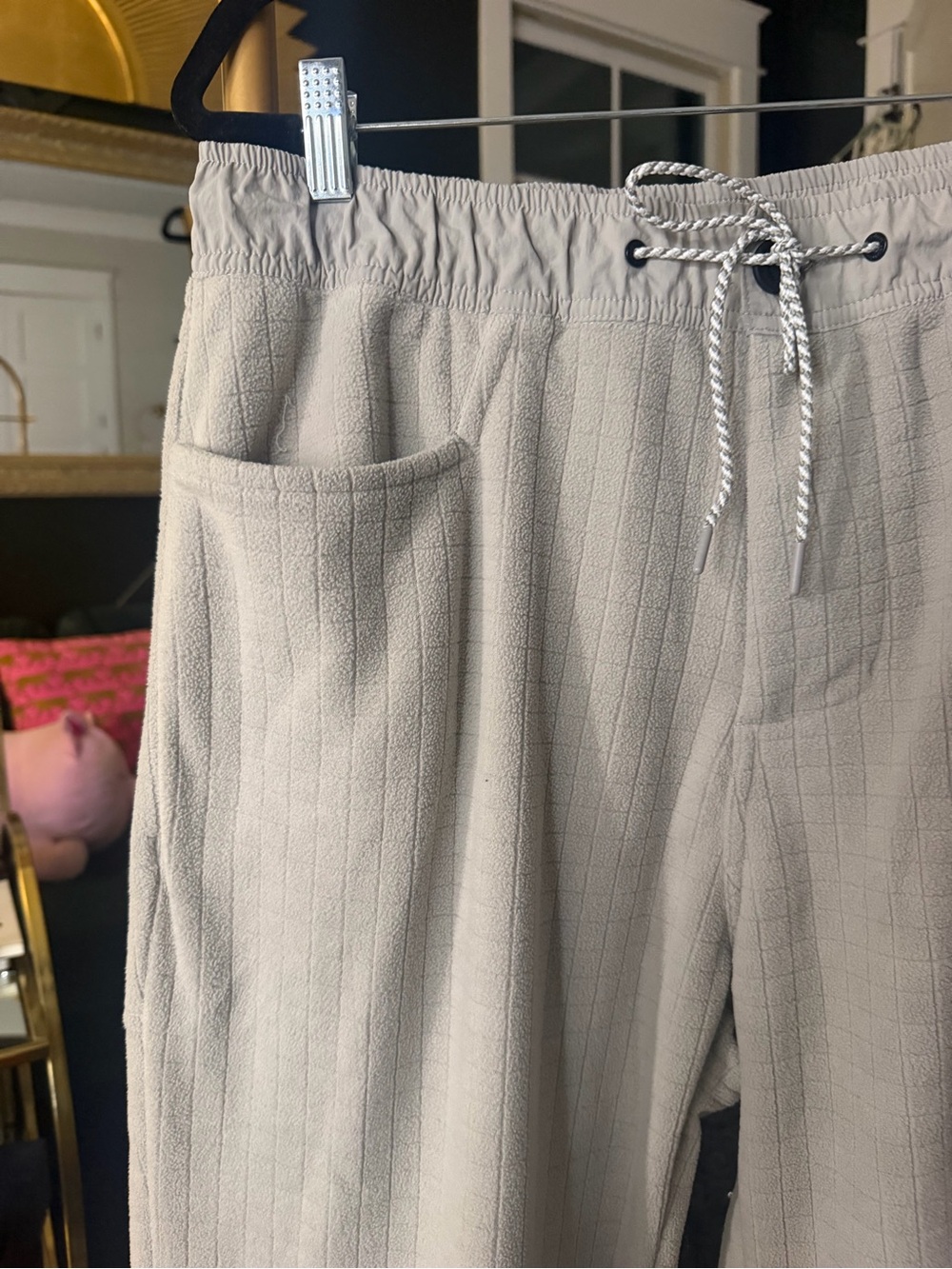 Bearded Goat Men's Waffle Drawstring Joggers in Light Taupe